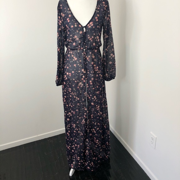 Volcom Two-Piece Silk Maxi Dress w/Cotton Slip - Picture 3 of 8